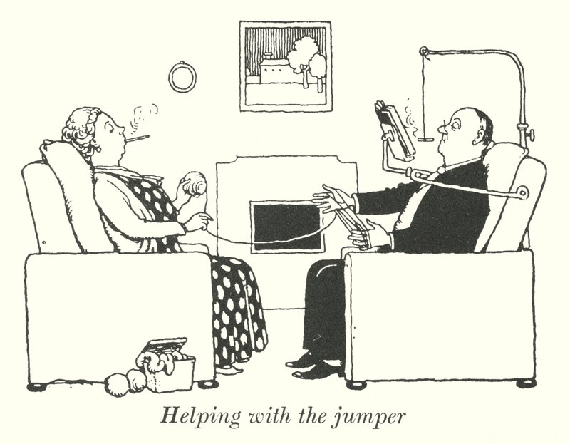 Apua jumpperin kanssa (litho) tekijältä William Heath Robinson