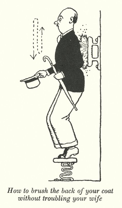 Kuinka harjata takin selkä vaimoasi vaivaamatta (litho) tekijältä William Heath Robinson