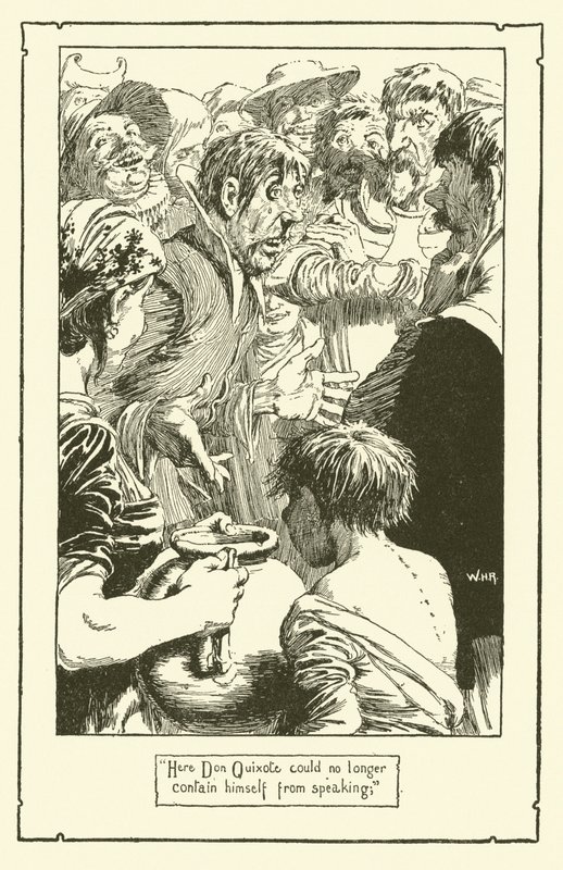 Kuvitus Don Quijotelle (litho) tekijältä William Heath Robinson