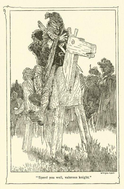 Kuvitus Don Quijotelle (litho) tekijältä William Heath Robinson