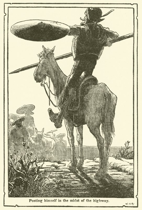 Kuvitus Don Quijotelle (litho) tekijältä William Heath Robinson