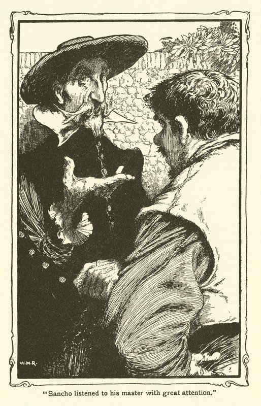 Kuvitus Don Quijotelle (litho) tekijältä William Heath Robinson
