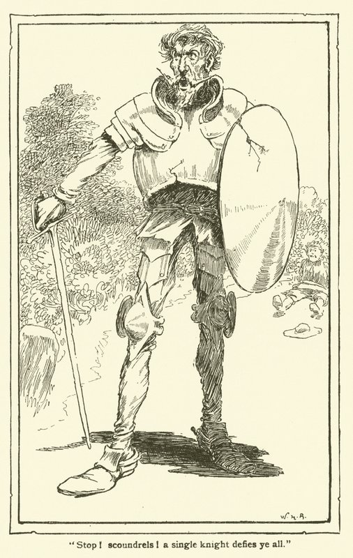 Kuvitus Don Quijotelle (litho) tekijältä William Heath Robinson