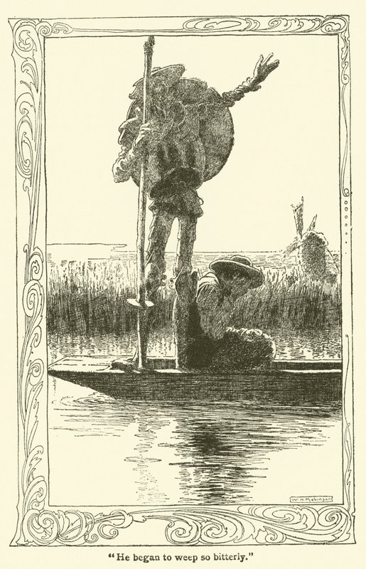 Kuvitus Don Quijotelle (litho) tekijältä William Heath Robinson