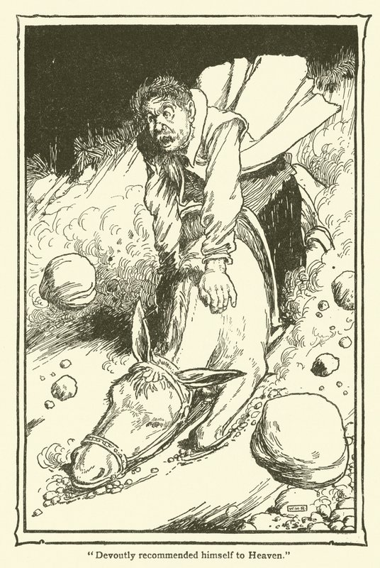 Kuvitus Don Quijotelle (litho) tekijältä William Heath Robinson