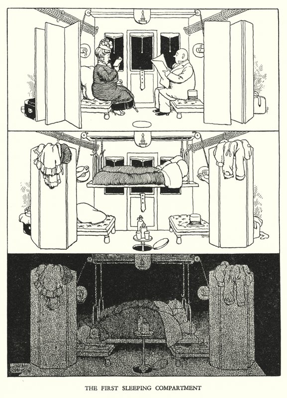 Kuvitus Railway Ribaldrylle, W Heath Robinson (litho) tekijältä William Heath Robinson
