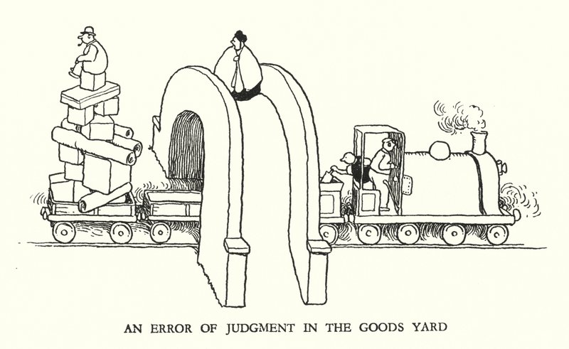 Kuvitus Railway Ribaldrylle, W Heath Robinson (litho) tekijältä William Heath Robinson
