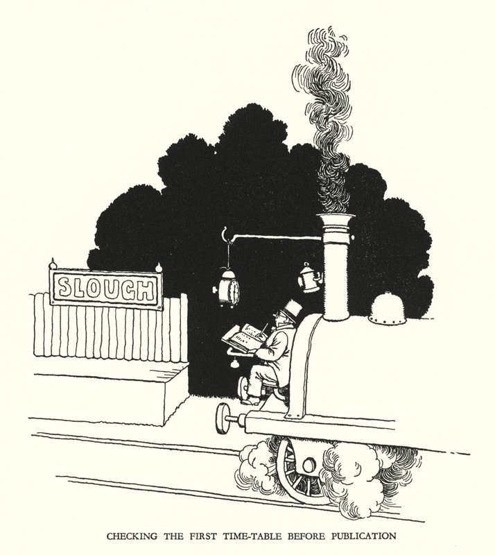 Kuvitus Railway Ribaldrylle, W Heath Robinson (litho) tekijältä William Heath Robinson