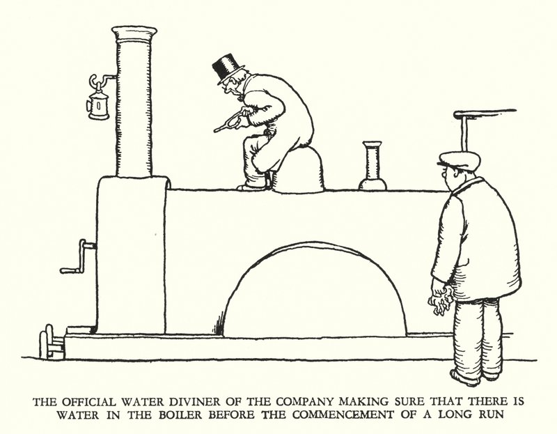 Kuvitus Railway Ribaldrylle, W Heath Robinson (litho) tekijältä William Heath Robinson