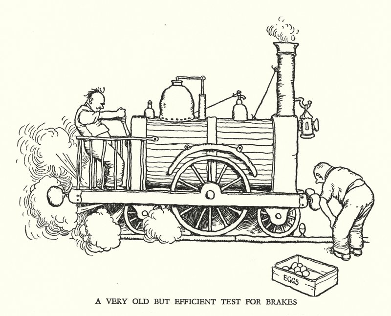 Kuvitus Railway Ribaldrylle, W Heath Robinson (litho) tekijältä William Heath Robinson