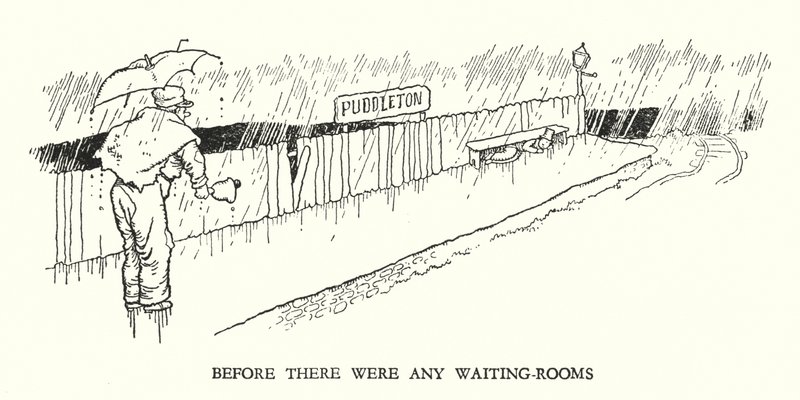 Kuvitus Railway Ribaldrylle, W Heath Robinson (litho) tekijältä William Heath Robinson