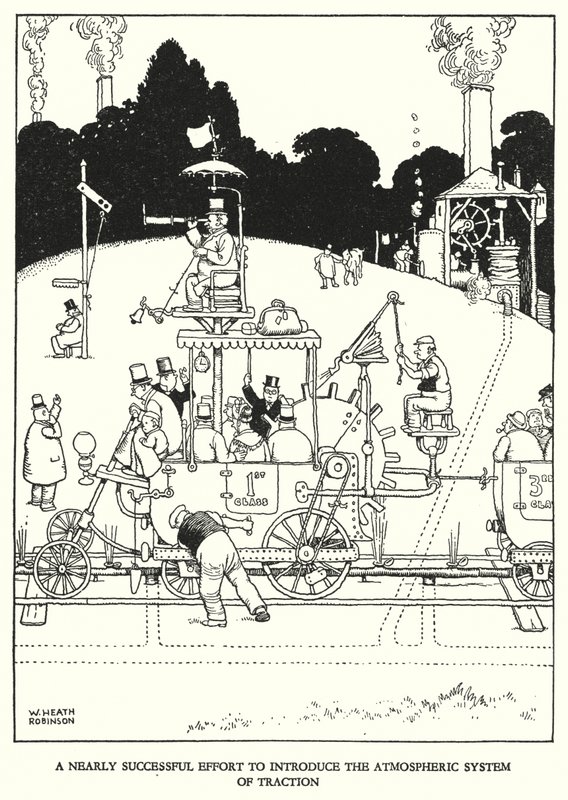 Kuvitus Railway Ribaldrylle, W Heath Robinson (litho) tekijältä William Heath Robinson