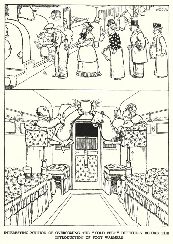 Kuvitus Railway Ribaldrylle, W Heath Robinson (litho) tekijältä William Heath Robinson
