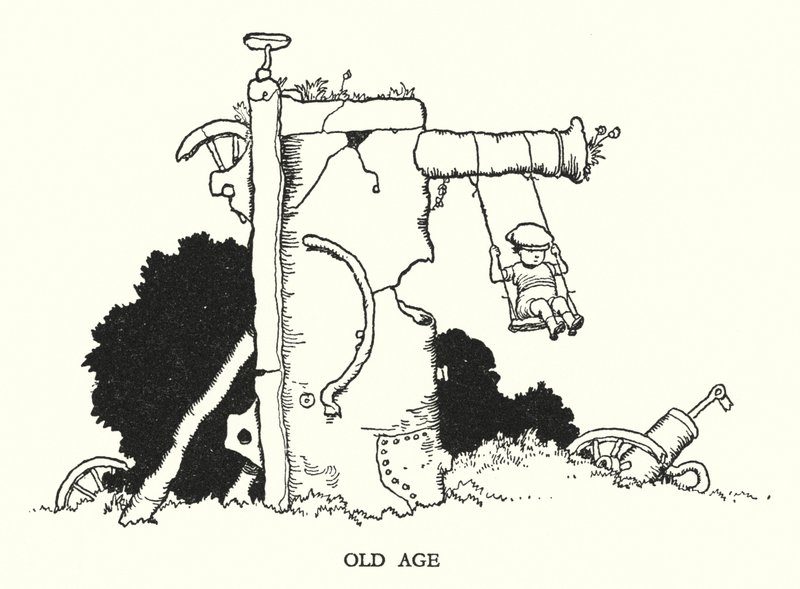 Kuvitus Railway Ribaldrylle, W Heath Robinson (litho) tekijältä William Heath Robinson