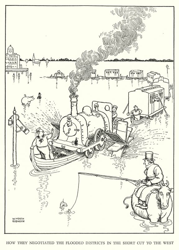 Kuvitus Railway Ribaldrylle, W Heath Robinson (litho) tekijältä William Heath Robinson