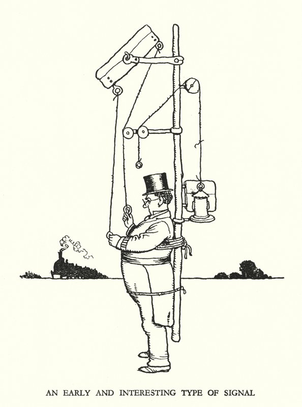 Kuvitus Railway Ribaldrylle, W Heath Robinson (litho) tekijältä William Heath Robinson