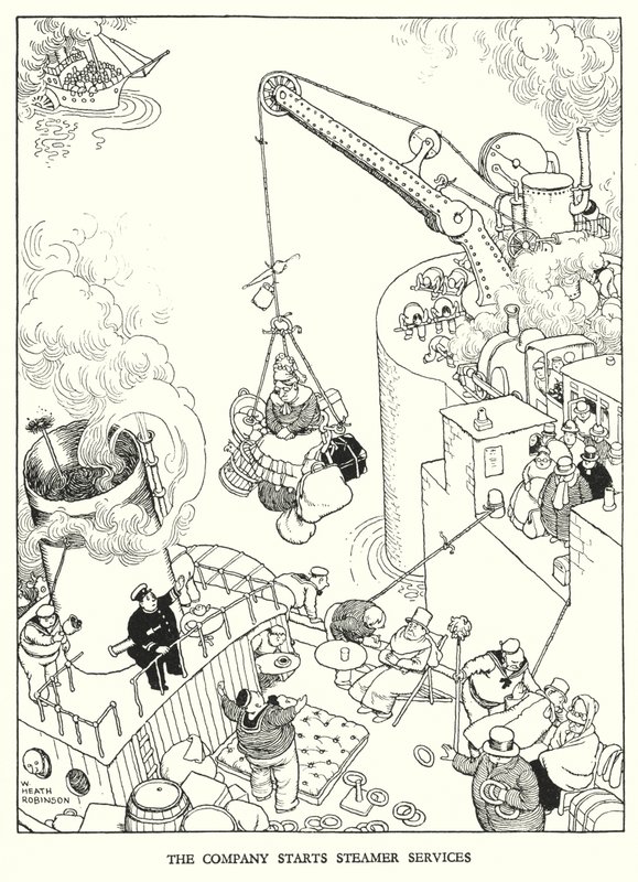 Kuvitus Railway Ribaldrylle, W Heath Robinson (litho) tekijältä William Heath Robinson