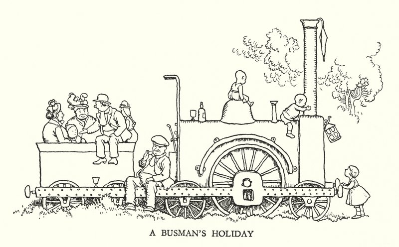 Kuvitus Railway Ribaldrylle, W Heath Robinson (litho) tekijältä William Heath Robinson