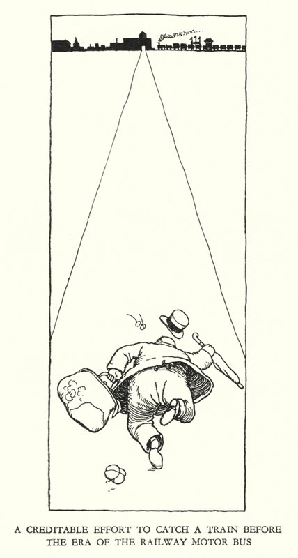 Kuvitus Railway Ribaldrylle, W Heath Robinson (litho) tekijältä William Heath Robinson