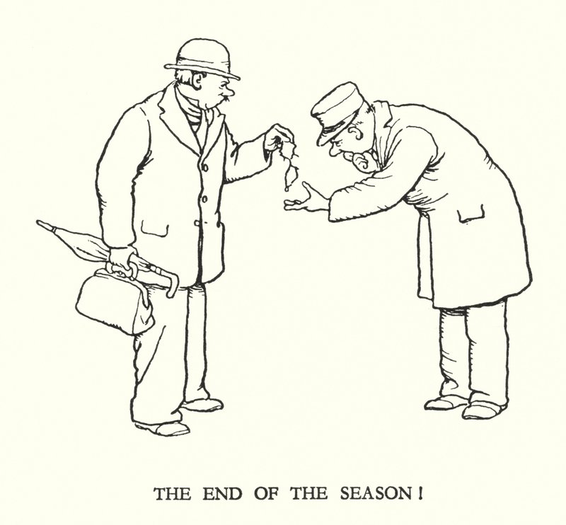 Kuvitus Railway Ribaldrylle, W Heath Robinson (litho) tekijältä William Heath Robinson