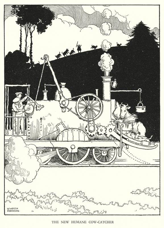 Kuvitus Railway Ribaldrylle, W Heath Robinson (litho) tekijältä William Heath Robinson
