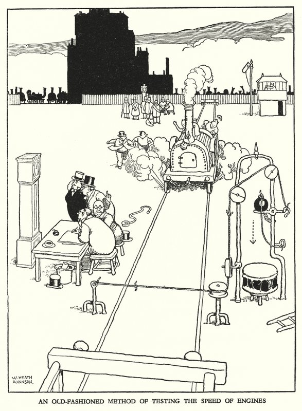 Kuvitus Railway Ribaldrylle, W Heath Robinson (litho) tekijältä William Heath Robinson