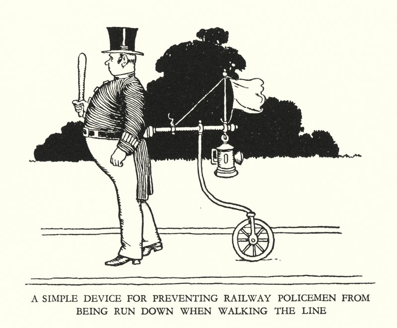 Kuvitus Railway Ribaldrylle, W Heath Robinson (litho) tekijältä William Heath Robinson