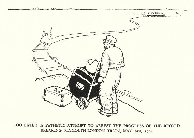Kuvitus Railway Ribaldrylle, W Heath Robinson (litho) tekijältä William Heath Robinson