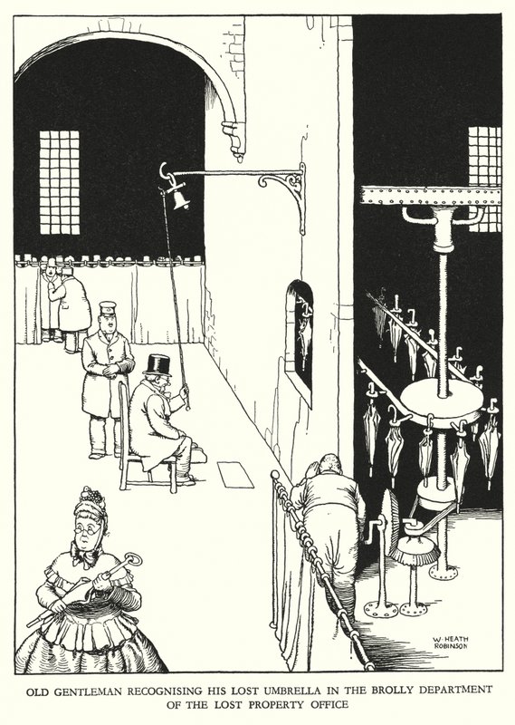Kuvitus Railway Ribaldrylle, W Heath Robinson (litho) tekijältä William Heath Robinson