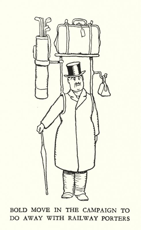 Kuvitus Railway Ribaldrylle, W Heath Robinson (litho) tekijältä William Heath Robinson