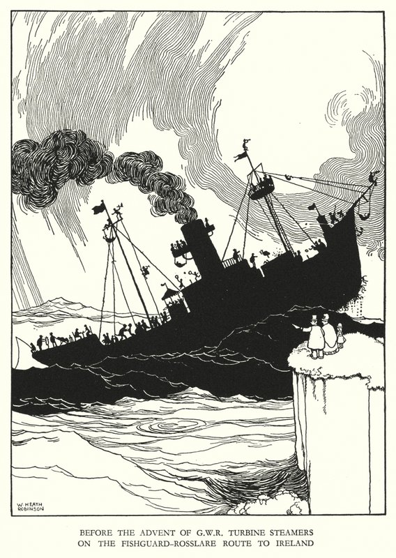 Kuvitus Railway Ribaldrylle, W Heath Robinson (litho) tekijältä William Heath Robinson