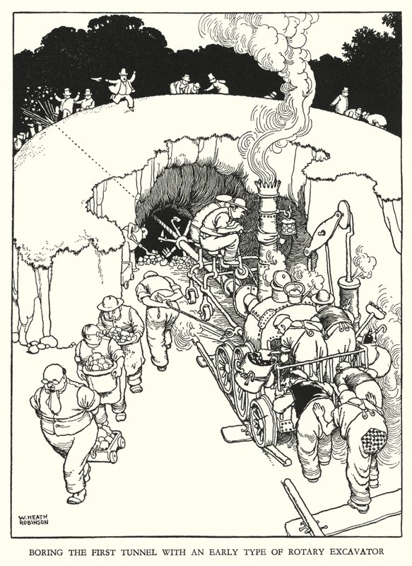 Kuvitus Railway Ribaldrylle, W Heath Robinson (litho) tekijältä William Heath Robinson