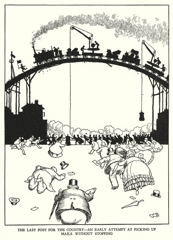 Kuvitus Railway Ribaldrylle, W Heath Robinson (litho) tekijältä William Heath Robinson