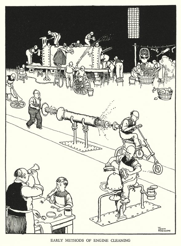 Kuvitus Railway Ribaldrylle, W Heath Robinson (litho) tekijältä William Heath Robinson