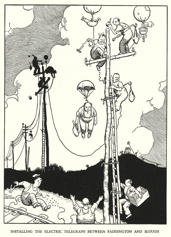 Kuvitus Railway Ribaldrylle, W Heath Robinson (litho) tekijältä William Heath Robinson