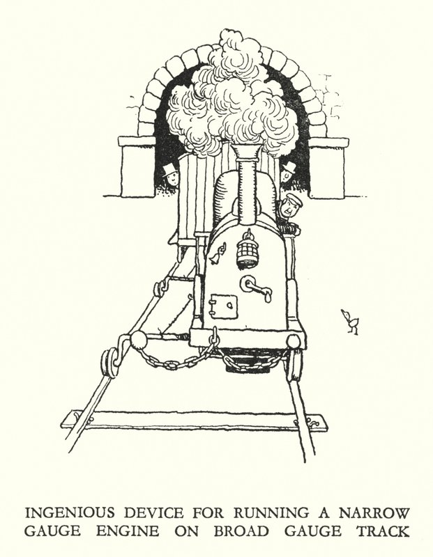 Kuvitus Railway Ribaldrylle, W Heath Robinson (litho) tekijältä William Heath Robinson