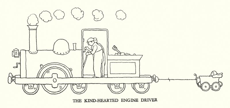 Kuvitus Railway Ribaldrylle, W Heath Robinson (litho) tekijältä William Heath Robinson