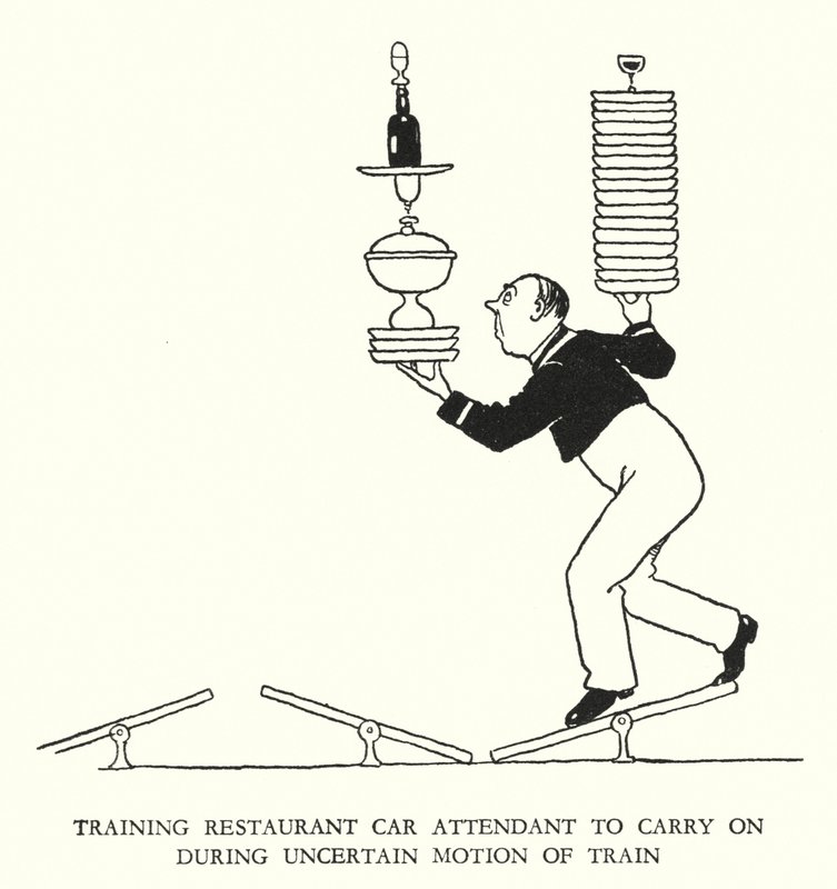 Kuvitus Railway Ribaldrylle, W Heath Robinson (litho) tekijältä William Heath Robinson