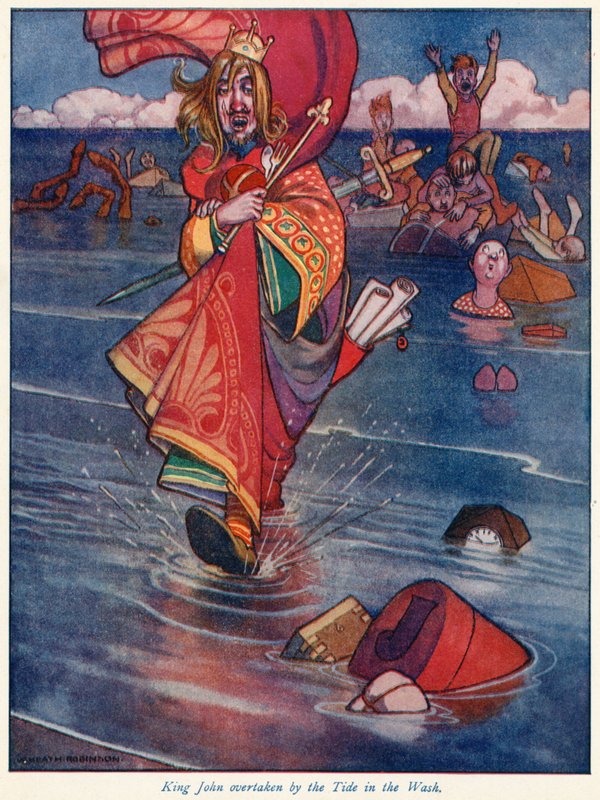 Kuningas John ohitti vuoroveden Washissa tekijältä William Heath Robinson