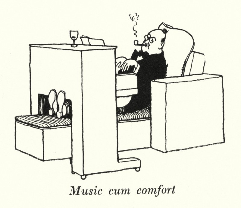 Musiikki cum comfort (litho) tekijältä William Heath Robinson