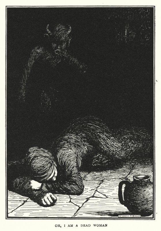 Voi, olen kuollut nainen (litho) tekijältä William Heath Robinson