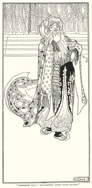 "Muista, että odotan kärsimättömänä paluutasi" (kaiverrus) tekijältä William Heath Robinson