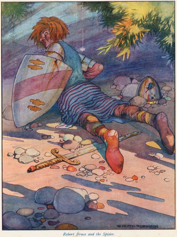 Robert Bruce ja hämähäkki tekijältä William Heath Robinson