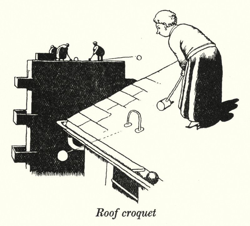 Kattokroketti (litho) tekijältä William Heath Robinson