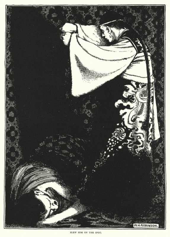 Tappoi hänet paikalla (kaiverrus) tekijältä William Heath Robinson
