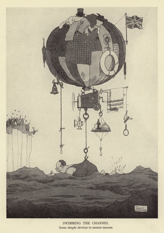Uiminen kanavalla, joitain yksinkertaisia laitteita menestyksen varmistamiseksi tekijältä William Heath Robinson