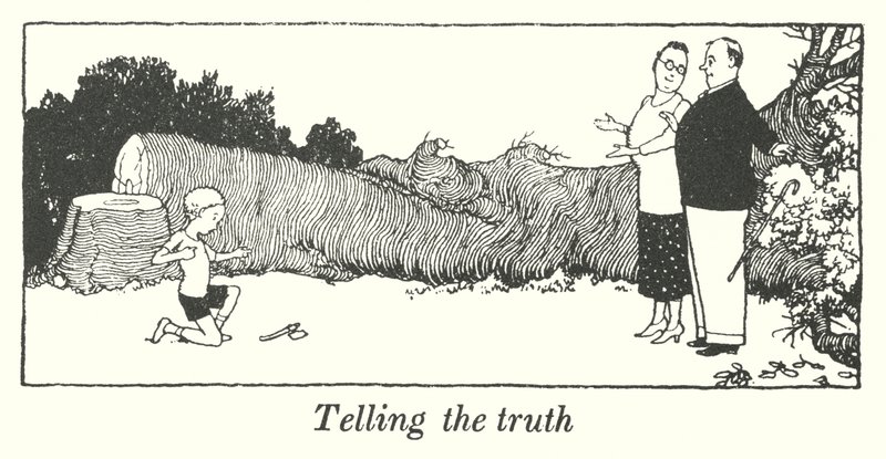 Totuuden kertominen (litho) tekijältä William Heath Robinson