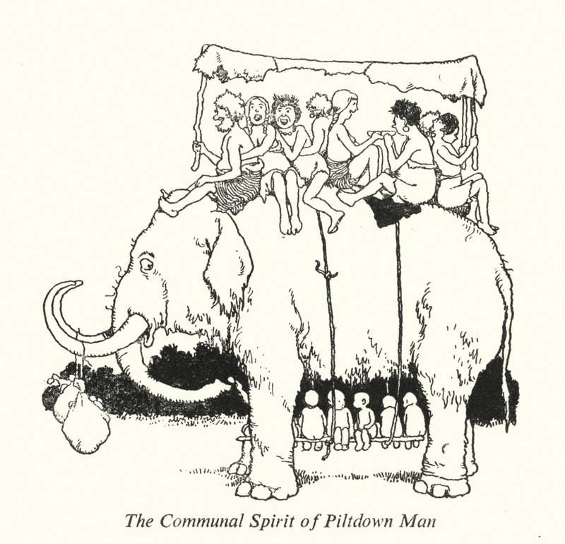 Piltdown Manin yhteisöllinen henki (litho) tekijältä William Heath Robinson