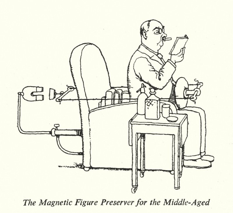 Magneettinen hahmonsuojaus keski-ikäisille (litho) tekijältä William Heath Robinson