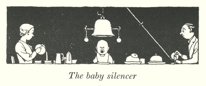 Vauvan äänenvaimennin (litho) tekijältä William Heath Robinson
